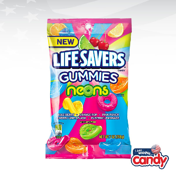 Life Savers Gummies Neons Peg Bag 7oz (198g) - IJustWannaCandy